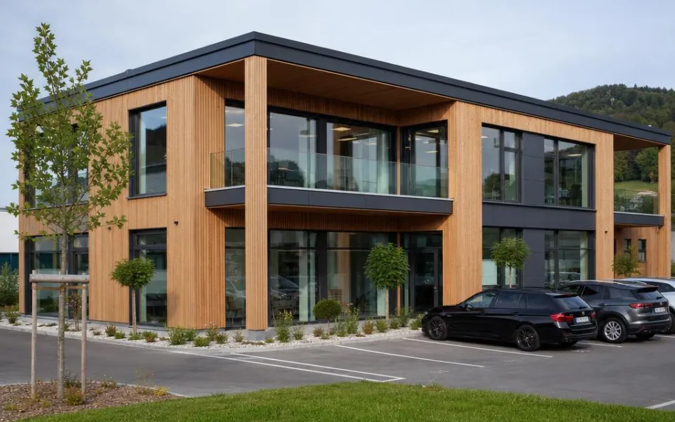 Bürogebäude in Holz-Hybrid-Bauweise als Gewerbe-Fertigbau – Festpreis-Projekt 2026 Bürogebäude in Holz-Hybrid-Bauweise als Gewerbe-Fertigbau – Festpreis-Projekt 2026